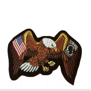 🆕 BIKER/TRUCKER Eagle w/US Flag/POW Flag Embroidered Patch Iron/Sew on